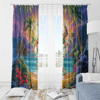 Aloha Hawaii Window Curtain Hula Martini Tropical Vibes - Wonder Print Shop
