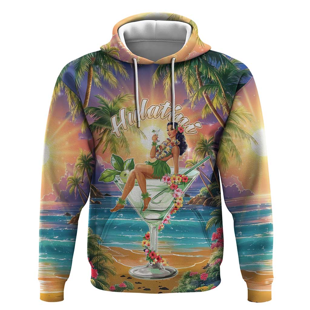 Aloha Hawaii Zip Hoodie Hula Martini Tropical Vibes - Wonder Print Shop