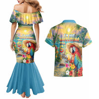 Hawaii Parrot Couples Matching Mermaid Dress and Hawaiian Shirt Im Not Waiting Till 5 Oclock - Wonder Print Shop