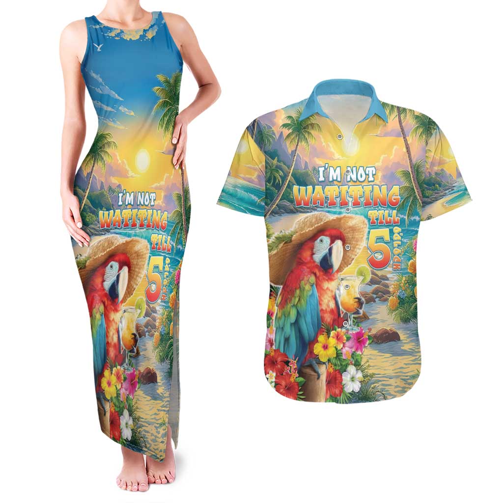 Hawaii Parrot Couples Matching Tank Maxi Dress and Hawaiian Shirt Im Not Waiting Till 5 Oclock - Wonder Print Shop