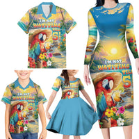 Hawaii Parrot Family Matching Long Sleeve Bodycon Dress and Hawaiian Shirt Im Not Waiting Till 5 Oclock - Wonder Print Shop