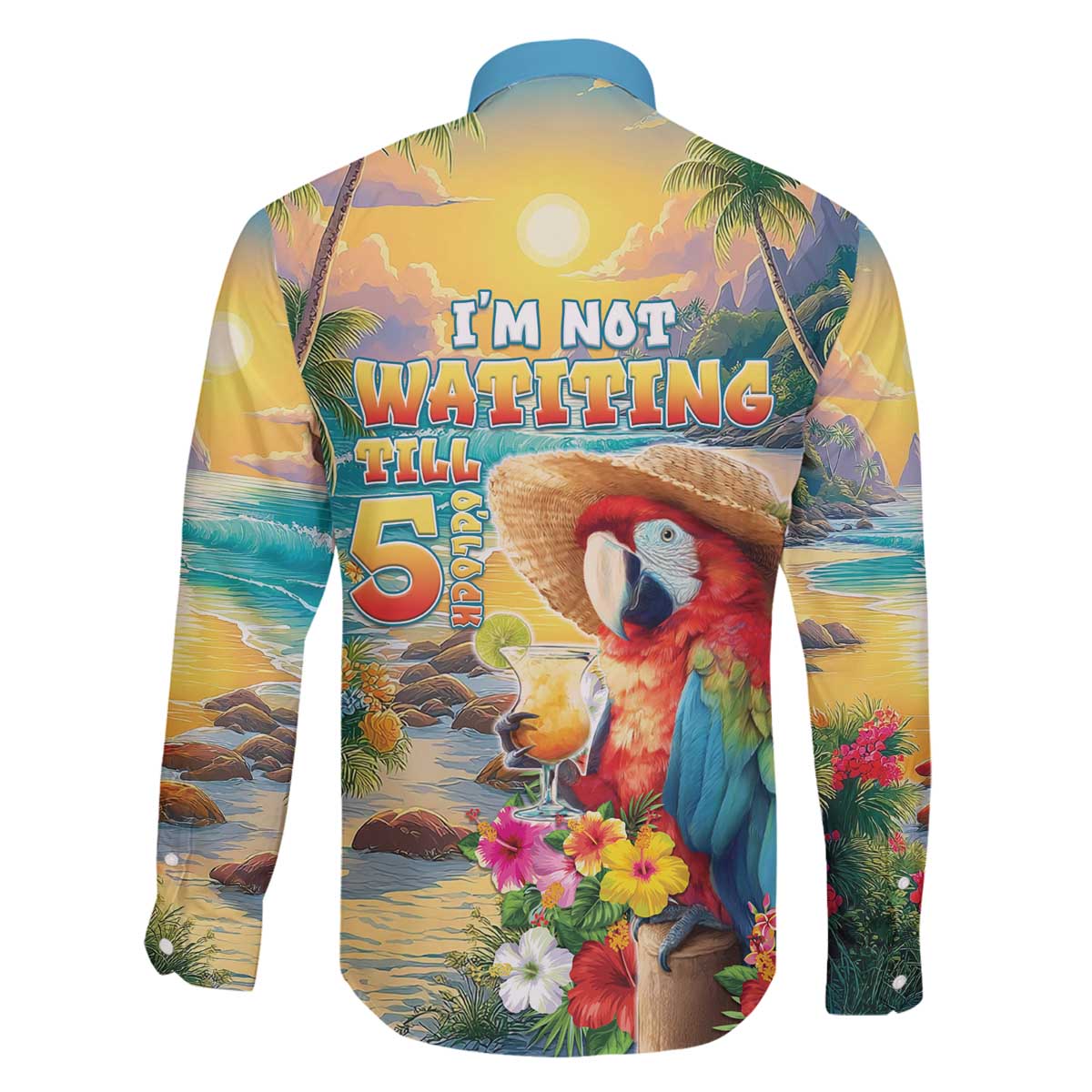 Hawaii Parrot Family Matching Off The Shoulder Long Sleeve Dress and Hawaiian Shirt Im Not Waiting Till 5 Oclock - Wonder Print Shop