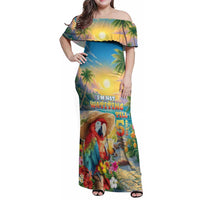 Hawaii Parrot Family Matching Off Shoulder Maxi Dress and Hawaiian Shirt Im Not Waiting Till 5 Oclock - Wonder Print Shop