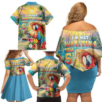 Hawaii Parrot Family Matching Off Shoulder Short Dress and Hawaiian Shirt Im Not Waiting Till 5 Oclock - Wonder Print Shop