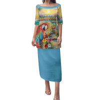 Hawaii Parrot Family Matching Puletasi and Hawaiian Shirt Im Not Waiting Till 5 Oclock - Wonder Print Shop