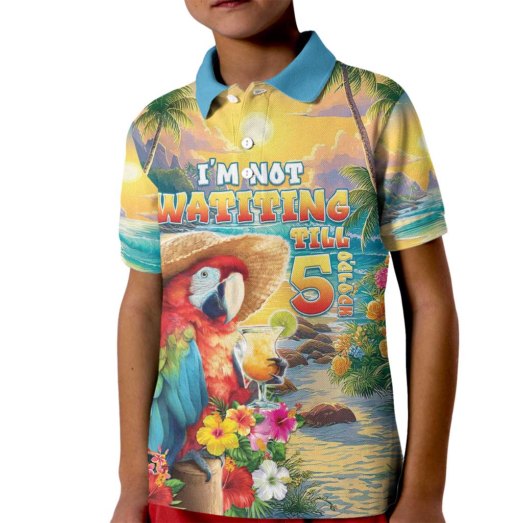 Hawaii Parrot Kid Polo Shirt Im Not Waiting Till 5 Oclock - Wonder Print Shop
