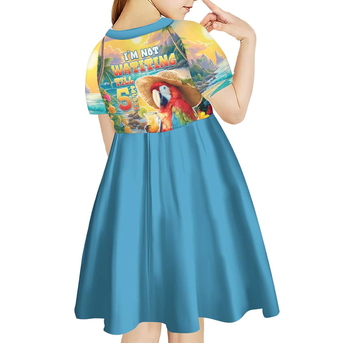 Hawaii Parrot Kid Short Sleeve Dress Im Not Waiting Till 5 Oclock - Wonder Print Shop