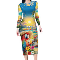 Hawaii Parrot Long Sleeve Bodycon Dress Im Not Waiting Till 5 Oclock - Wonder Print Shop
