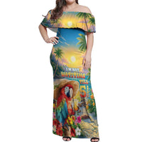 Hawaii Parrot Off Shoulder Maxi Dress Im Not Waiting Till 5 Oclock - Wonder Print Shop