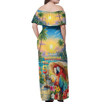 Hawaii Parrot Off Shoulder Maxi Dress Im Not Waiting Till 5 Oclock - Wonder Print Shop