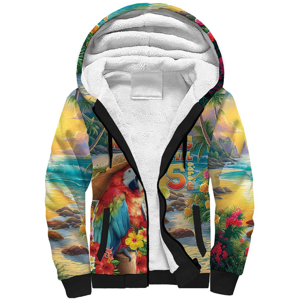 Hawaii Parrot Sherpa Hoodie Im Not Waiting Till 5 Oclock - Wonder Print Shop