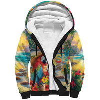 Hawaii Parrot Sherpa Hoodie Im Not Waiting Till 5 Oclock - Wonder Print Shop