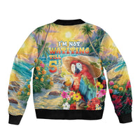 Hawaii Parrot Sleeve Zip Bomber Jacket Im Not Waiting Till 5 Oclock - Wonder Print Shop