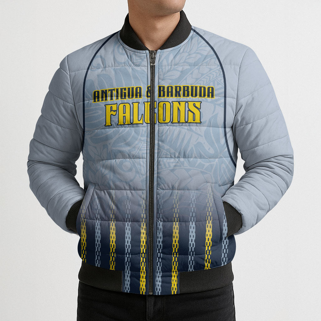 Custom Antigua And Barbuda 2026 Cricket Bomber Puffer Jacket Fly High Falcons