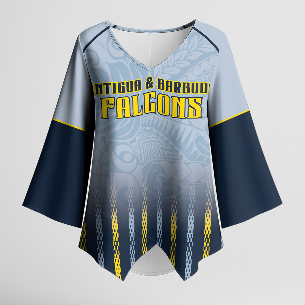 Custom Antigua And Barbuda 2026 Cricket Kimono Sleeve Blouse Fly High Falcons