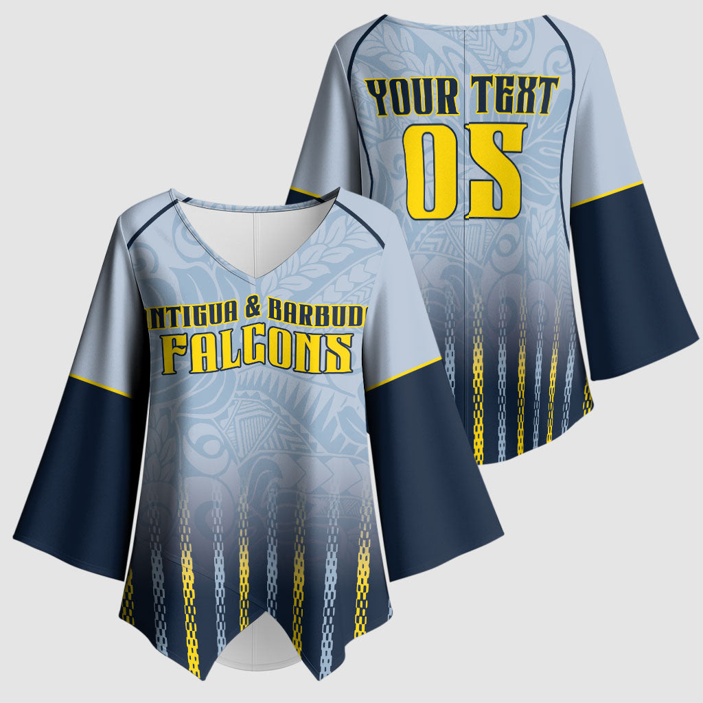 Custom Antigua And Barbuda 2026 Cricket Kimono Sleeve Blouse Fly High Falcons