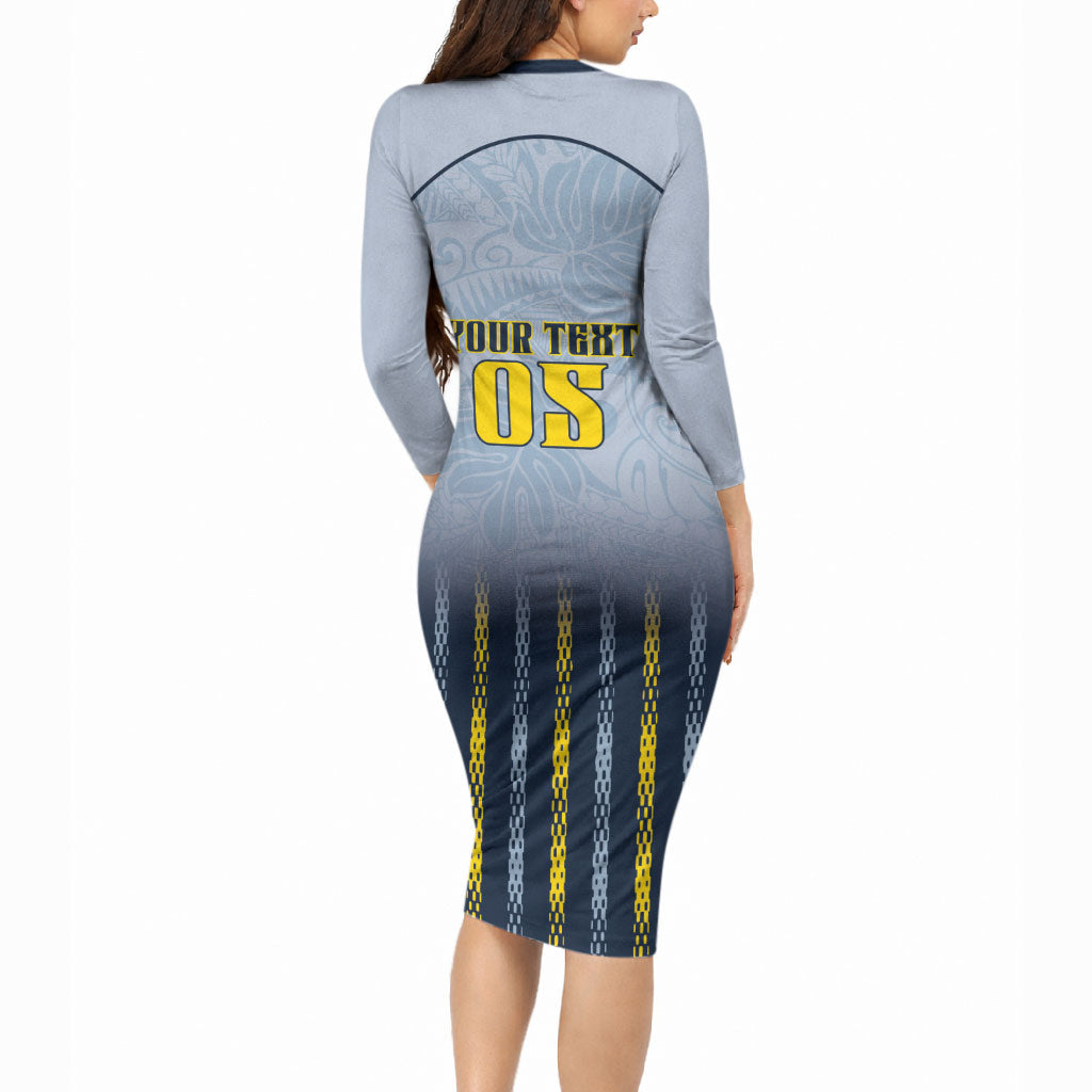 Custom Antigua And Barbuda 2026 Cricket Long Sleeve Bodycon Dress Fly High Falcons