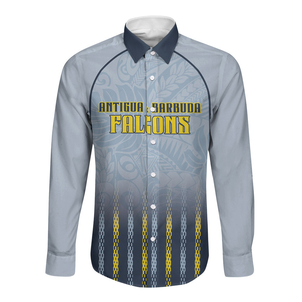 Custom Antigua And Barbuda 2026 Cricket Long Sleeve Button Shirt Fly High Falcons