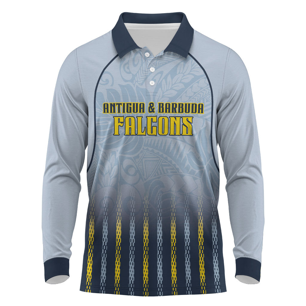 Custom Antigua And Barbuda 2026 Cricket Long Sleeve Polo Shirt Fly High Falcons