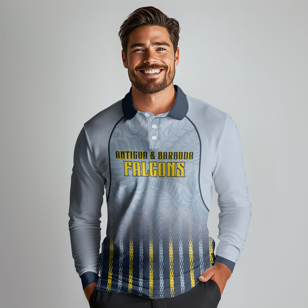 Custom Antigua And Barbuda 2026 Cricket Long Sleeve Polo Shirt Fly High Falcons
