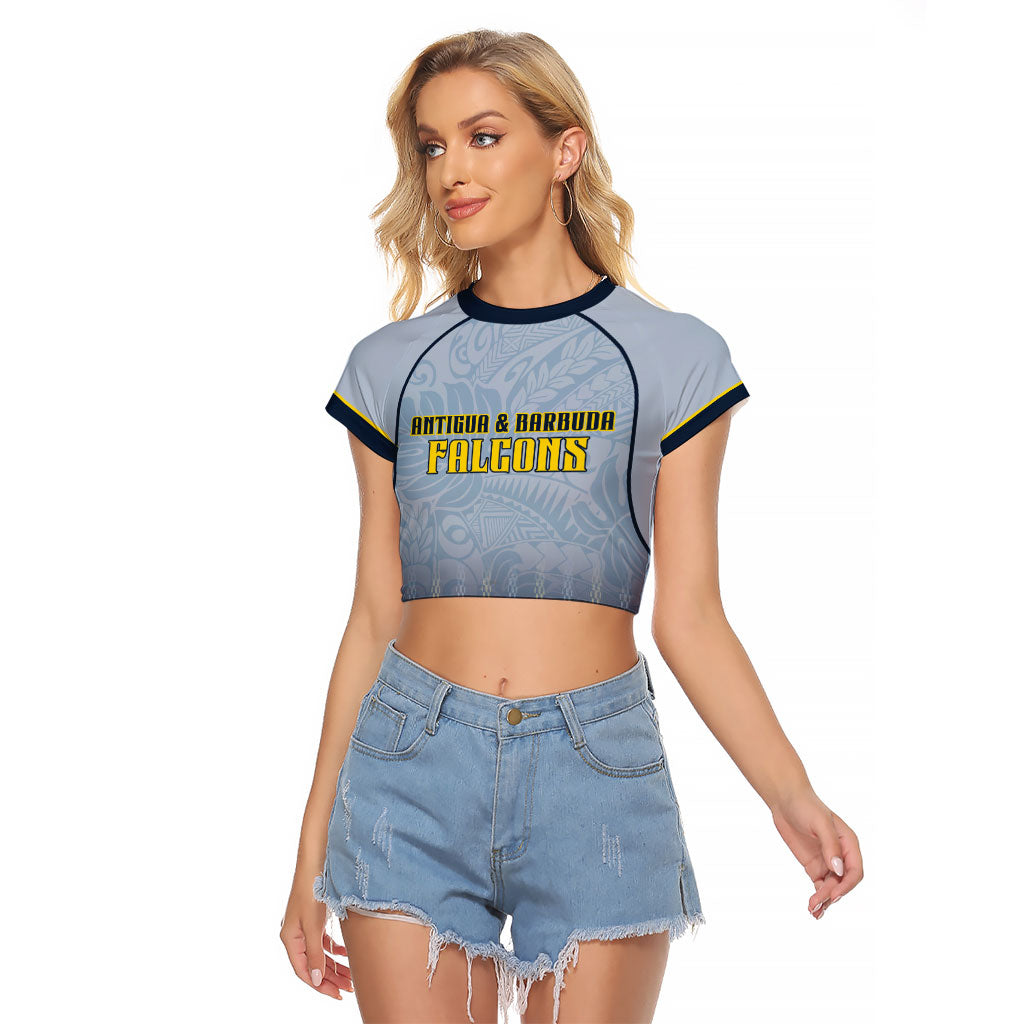 Custom Antigua And Barbuda 2026 Cricket Raglan Cropped T Shirt Fly High Falcons