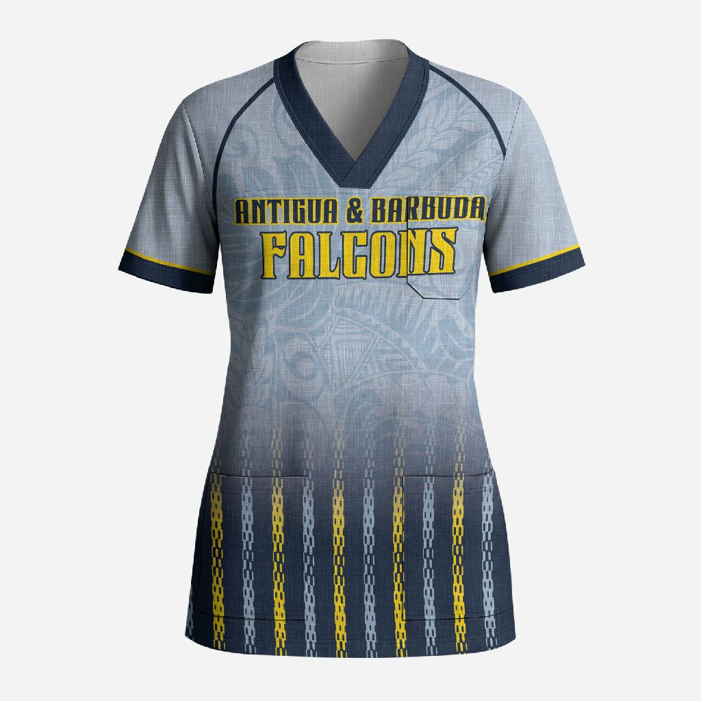 Custom Antigua And Barbuda 2026 Cricket Scrub Top Fly High Falcons