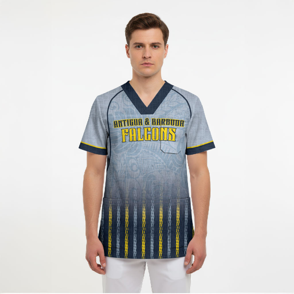 Custom Antigua And Barbuda 2026 Cricket Scrub Top Fly High Falcons
