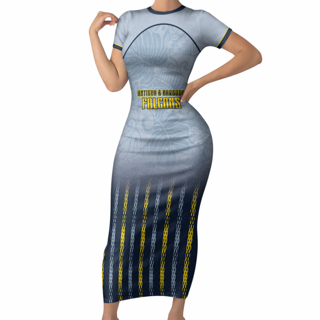 Custom Antigua And Barbuda 2026 Cricket Short Sleeve Bodycon Dress Fly High Falcons