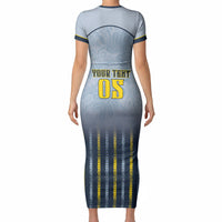 Custom Antigua And Barbuda 2026 Cricket Short Sleeve Bodycon Dress Fly High Falcons
