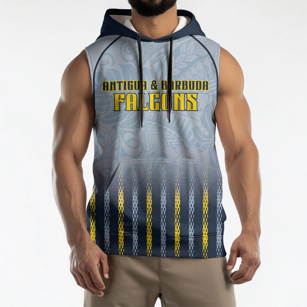 Custom Antigua And Barbuda 2026 Cricket Sleeveless Hoodie Fly High Falcons