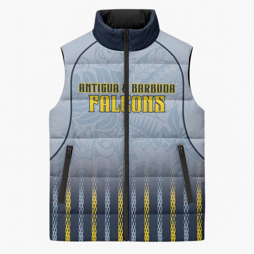Custom Antigua And Barbuda 2026 Cricket Sleeveless Puffer Jacket Fly High Falcons