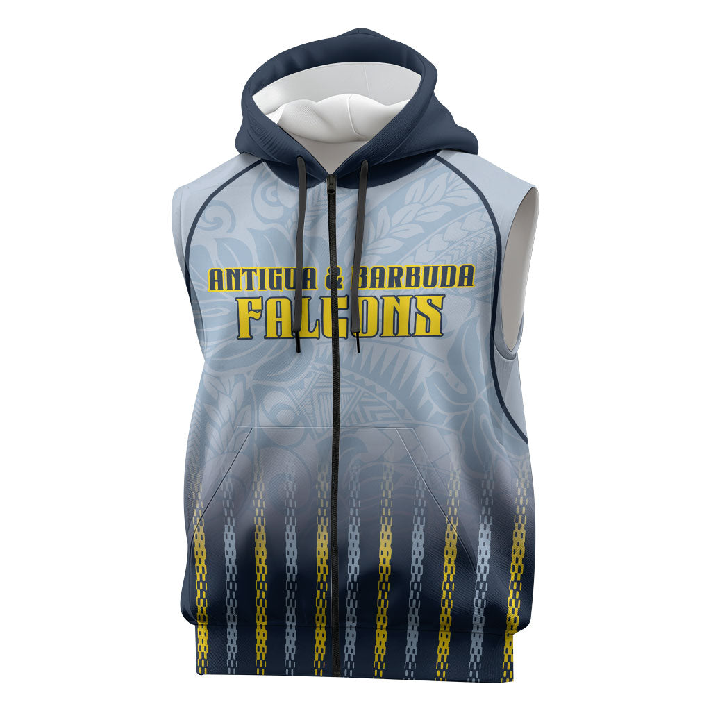 Custom Antigua And Barbuda 2026 Cricket Sleeveless Zip Hoodie Fly High Falcons