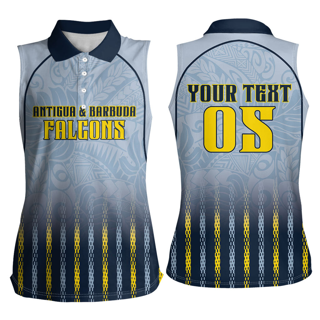 Custom Antigua And Barbuda 2026 Cricket Women Sleeveless Polo Shirt Fly High Falcons