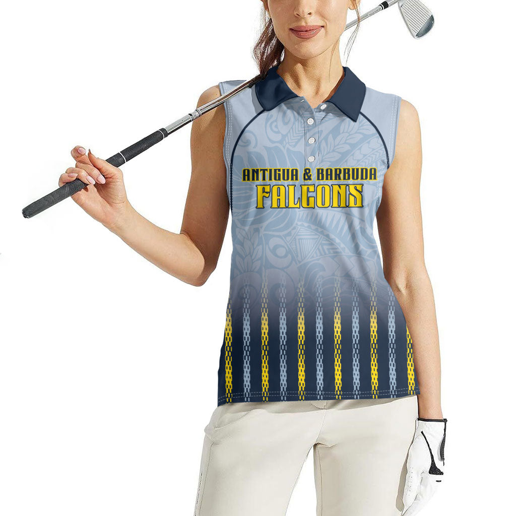 Custom Antigua And Barbuda 2026 Cricket Women Sleeveless Polo Shirt Fly High Falcons