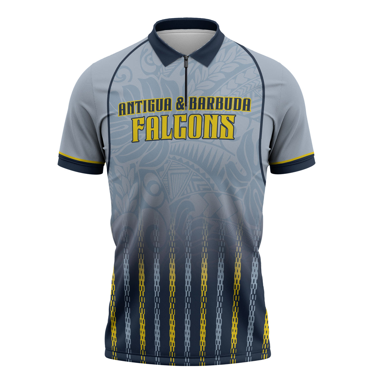 Custom Antigua And Barbuda 2026 Cricket Zipper Polo Shirt Fly High Falcons