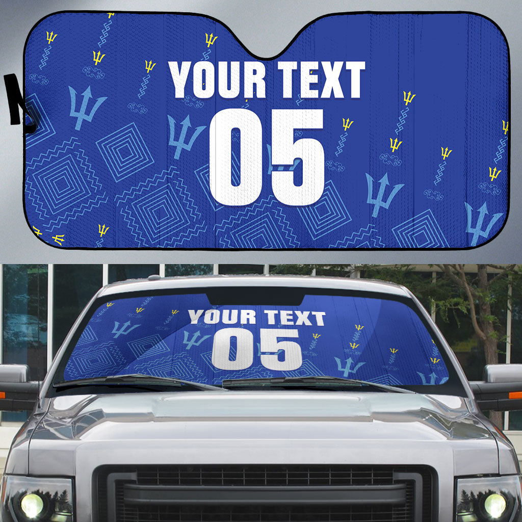 Custom Barbados 2026 Cricket Auto Sun Shade Tridents Rise