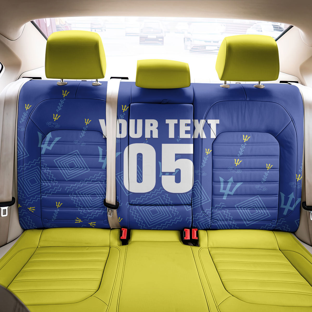Custom Barbados 2026 Cricket Back Car Seat Cover Tridents Rise