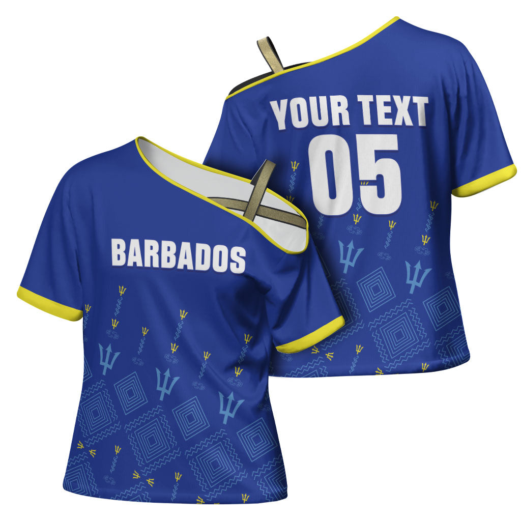 Custom Barbados 2026 Cricket Cross Shoulder Shirt Tridents Rise