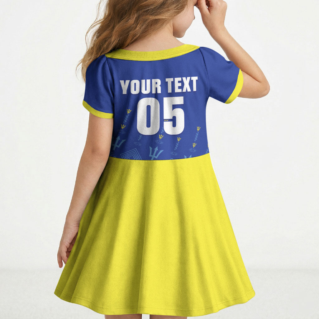 Custom Barbados 2026 Cricket Kid Short Sleeve Dress Tridents Rise
