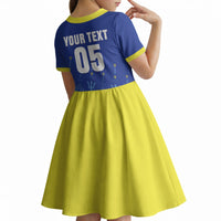 Custom Barbados 2026 Cricket Kid Short Sleeve Dress Tridents Rise