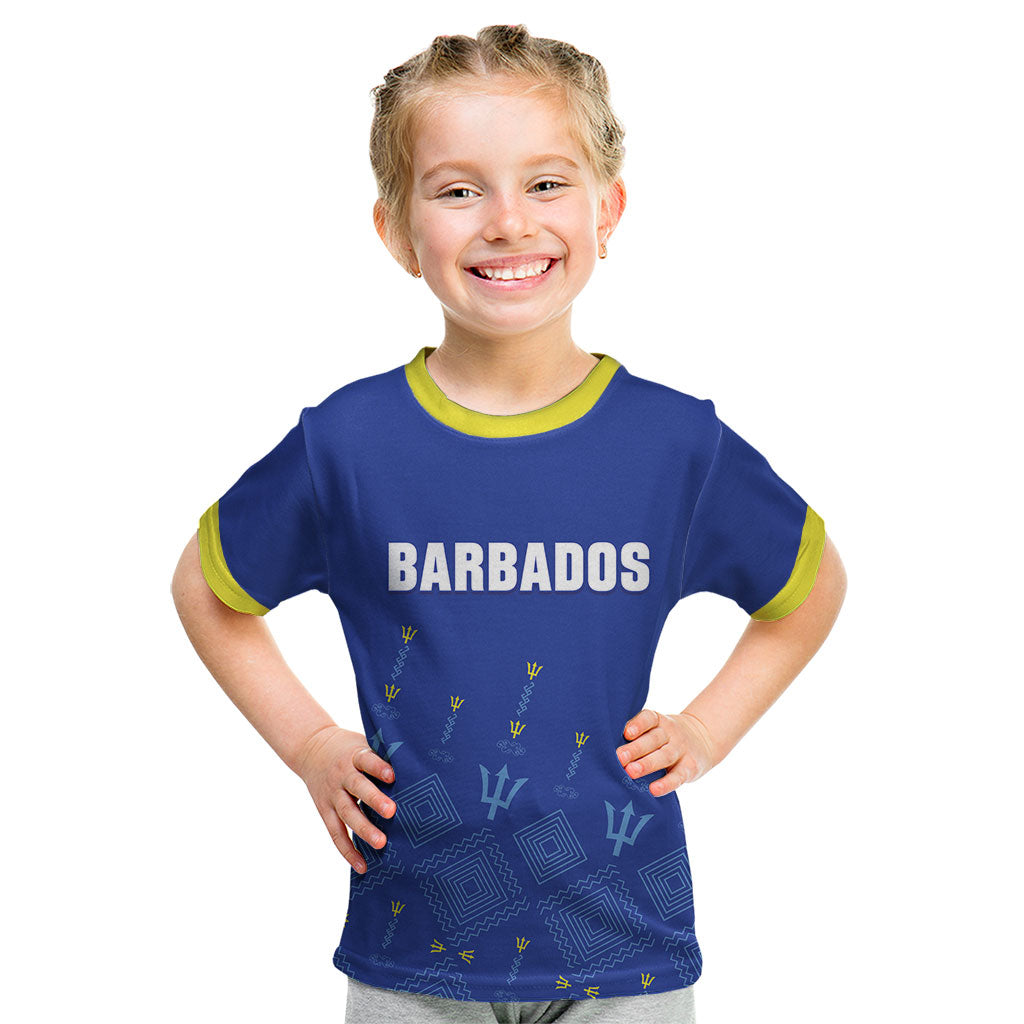 Custom Barbados 2026 Cricket Kid T Shirt Tridents Rise
