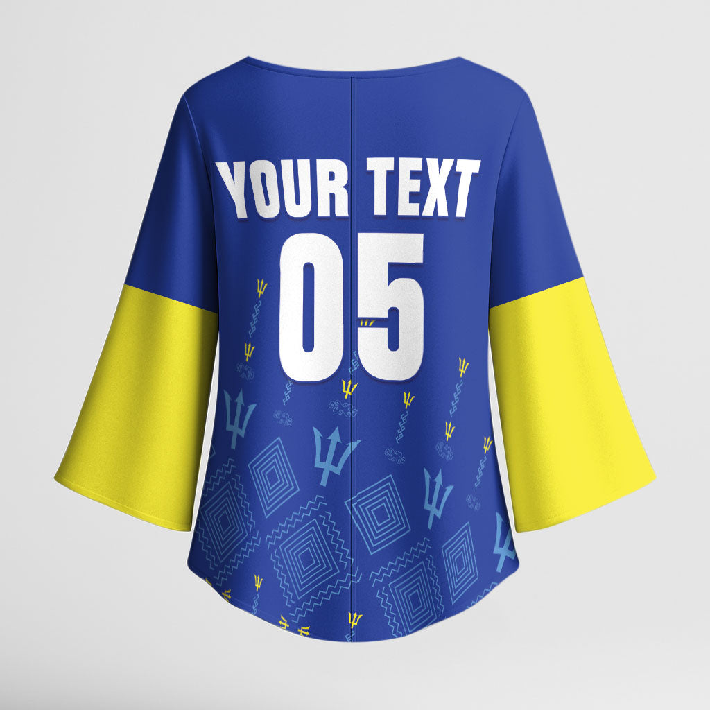 Custom Barbados 2026 Cricket Kimono Sleeve Blouse Tridents Rise