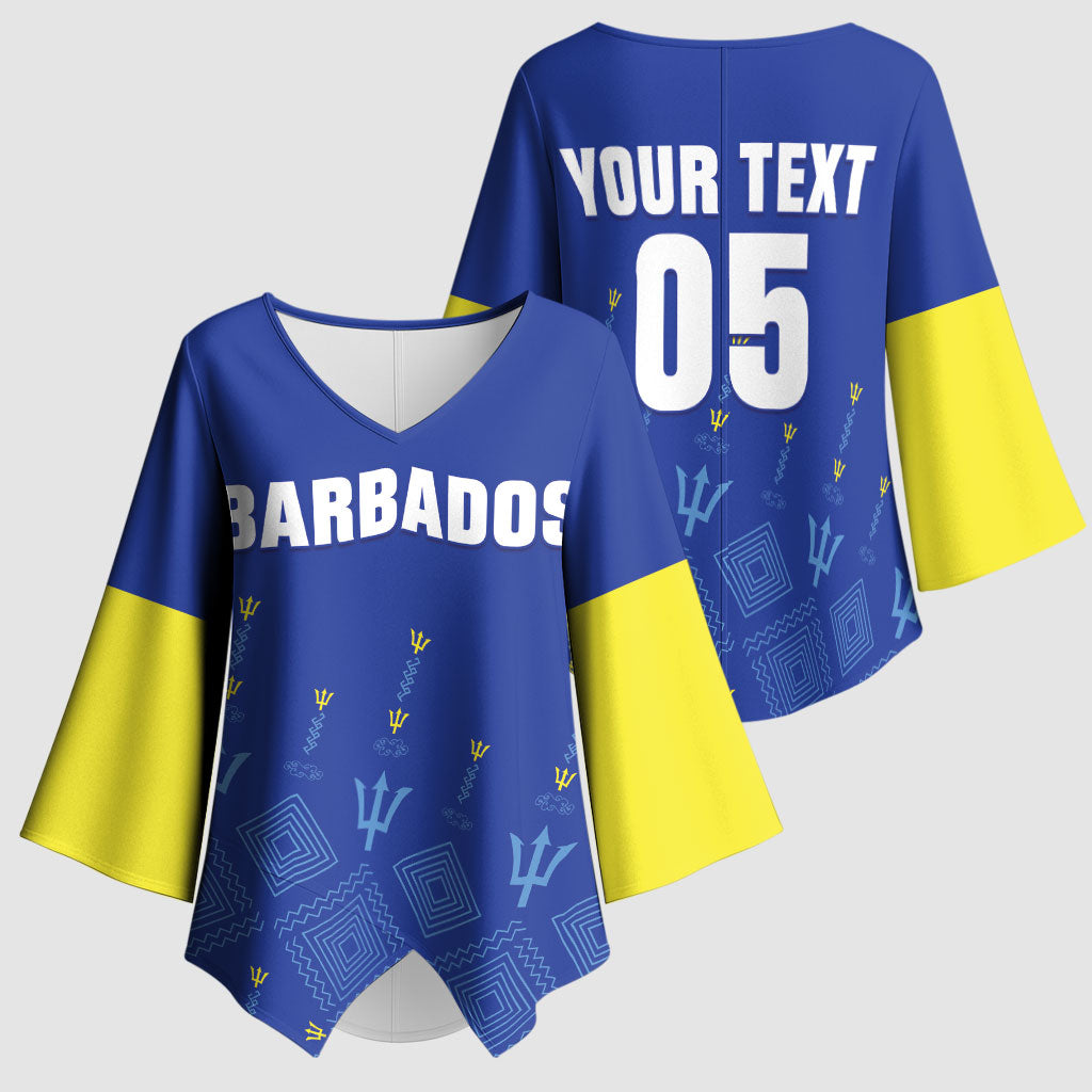 Custom Barbados 2026 Cricket Kimono Sleeve Blouse Tridents Rise