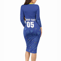 Custom Barbados 2026 Cricket Long Sleeve Bodycon Dress Tridents Rise