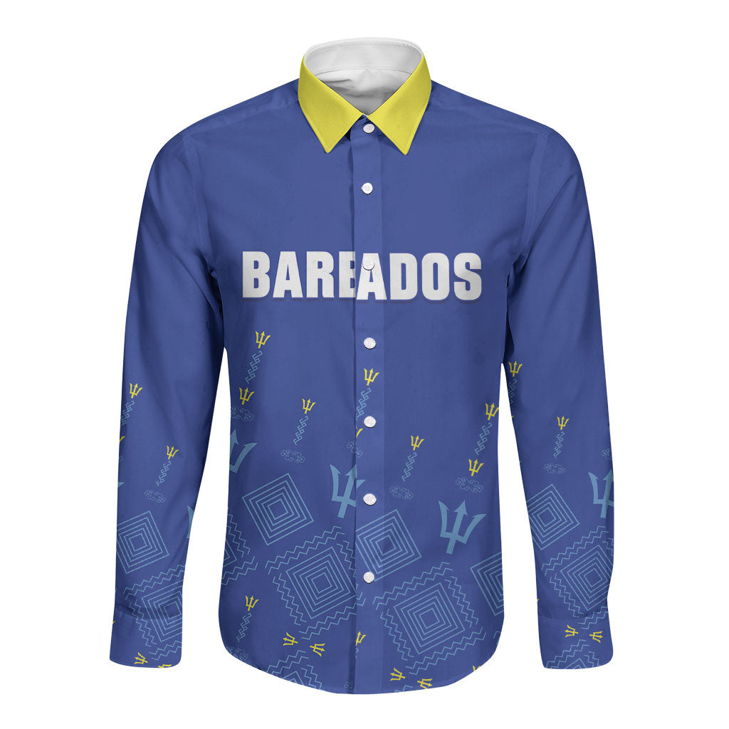 Custom Barbados 2026 Cricket Long Sleeve Button Shirt Tridents Rise