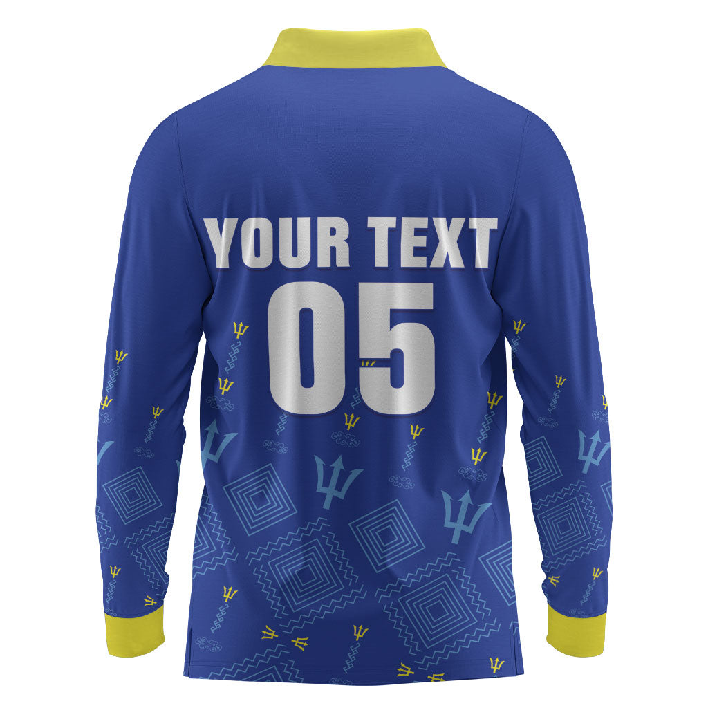 Custom Barbados 2026 Cricket Long Sleeve Polo Shirt Tridents Rise