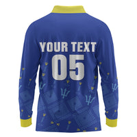 Custom Barbados 2026 Cricket Long Sleeve Polo Shirt Tridents Rise