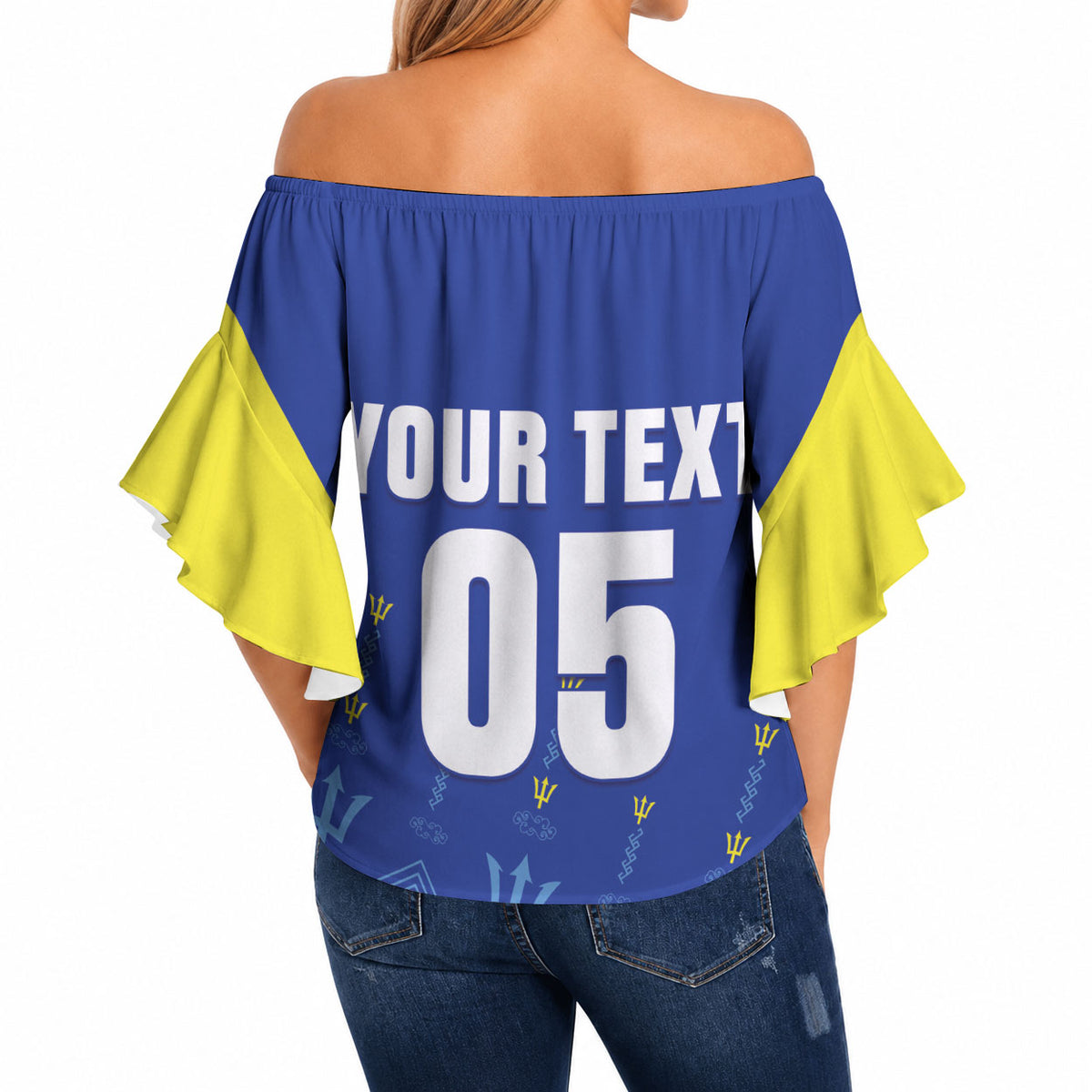 Custom Barbados 2026 Cricket Off Shoulder Wrap Waist Top Tridents Rise