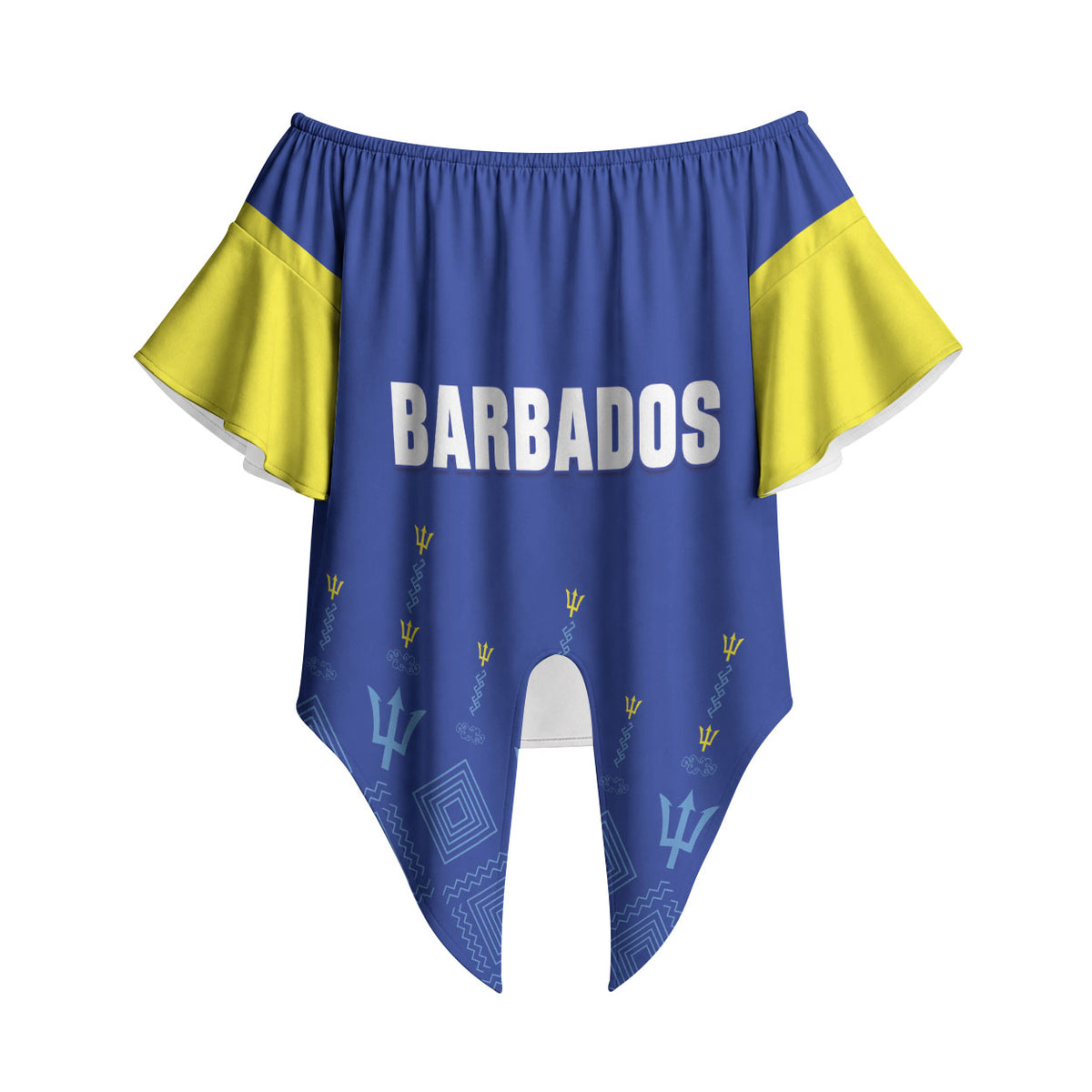 Custom Barbados 2026 Cricket Off Shoulder Wrap Waist Top Tridents Rise