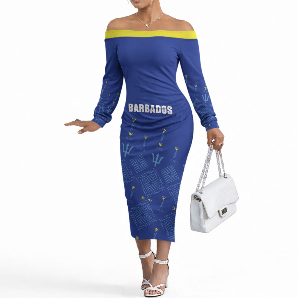 Custom Barbados 2026 Cricket Off The Shoulder Long Sleeve Dress Tridents Rise